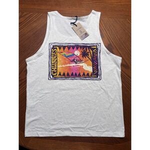 Chubbies Tank Top Shirt Mens Large L White Retro Sleeveless Colorful Beach
